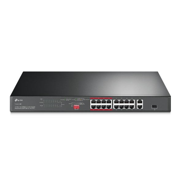 TP Link 16-Port 10/100 Mbps + 2-Port Gigabit Rackmount Switch with 16-Port PoE+